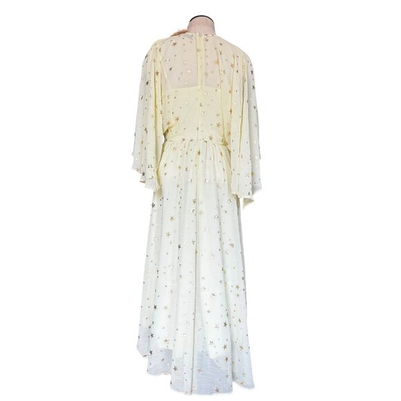 NWT QUEEN B   Yellow  METALLIC STARS DRESS size 8 medium - Picture 2 of 8